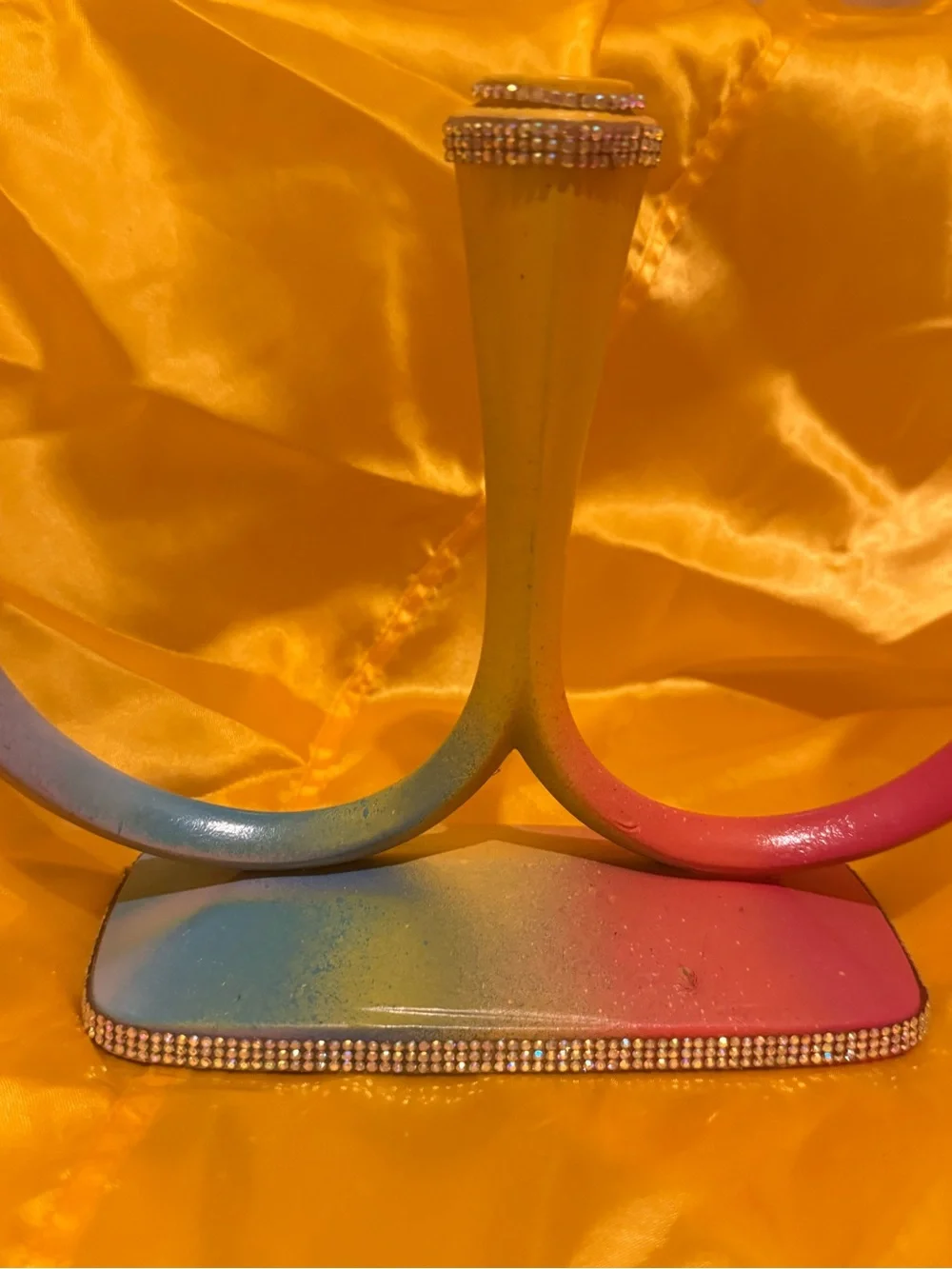 Custom made-Rainbow 3-arm Candelabra with Rhinestone accents!
